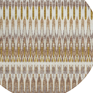 Homeroots 3' Beige Taupe And Gold Southwestern Indoor Outdoor Area Rug - Durable, Washable, Stylish Decor 8' Round Polyester 589766