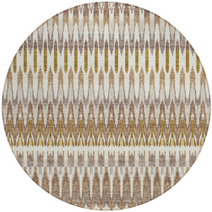 Homeroots 3' Beige Taupe And Gold Southwestern Indoor Outdoor Area Rug - Durable, Washable, Stylish Decor 8' Round Polyester 589766