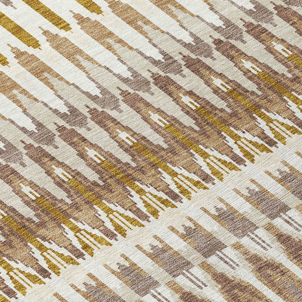 Homeroots 3' Beige Taupe And Gold Southwestern Indoor Outdoor Area Rug - Durable, Washable, Stylish Decor 8' Round Polyester 589766