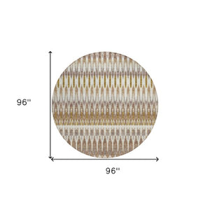 Homeroots 3' Beige Taupe And Gold Southwestern Indoor Outdoor Area Rug - Durable, Washable, Stylish Decor 8' Round Polyester 589766