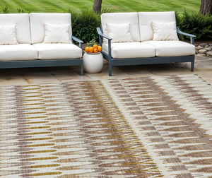 Homeroots 3' Beige Taupe And Gold Southwestern Indoor Outdoor Area Rug - Durable, Washable, Stylish Decor 9' X 12' Polyester 589768