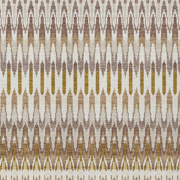 Homeroots 3' Beige Taupe And Gold Southwestern Indoor Outdoor Area Rug - Durable, Washable, Stylish Decor 10' X 14' Polyester 589769