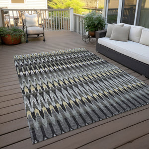 Homeroots 3' Beige Taupe And Gold Southwestern Indoor Outdoor Area Rug - Durable, Washable, Stylish Decor 5' X 8' Polyester 589771
