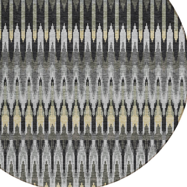 Homeroots 3' Beige Taupe And Gold Southwestern Indoor Outdoor Area Rug - Durable, Washable, Stylish Decor 8' Round Polyester 589772