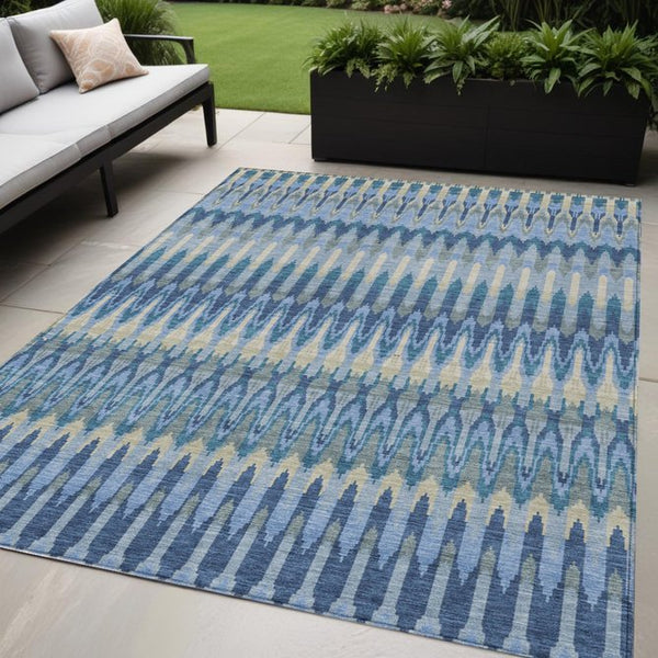 Homeroots 3' Beige Taupe And Gold Southwestern Indoor Outdoor Area Rug - Durable, Washable, Stylish Decor 5' X 8' Polyester 589777