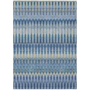 HomeRoots 5' Durable Denim and Sky Blue Southwestern Area Rug for Indoor and Outdoor Spaces, Washable Design 5' X 8' 589777