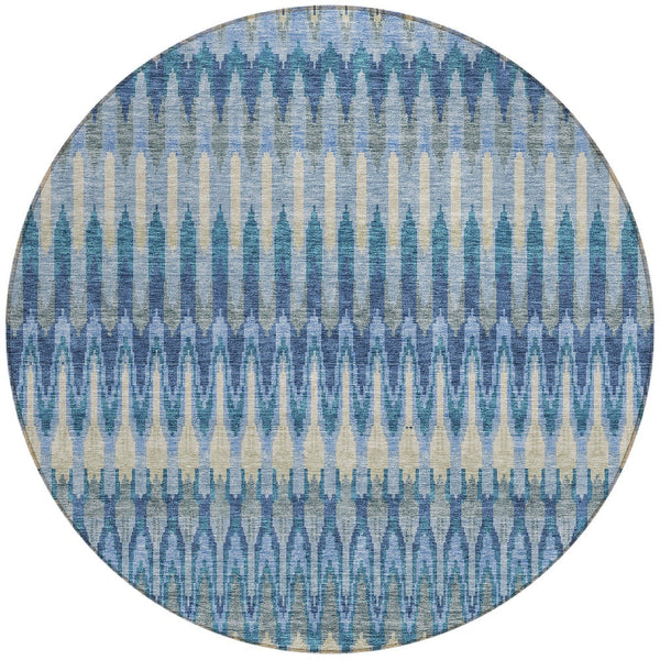 Homeroots 3' Beige Taupe And Gold Southwestern Indoor Outdoor Area Rug - Durable, Washable, Stylish Decor 8' Round Polyester 589778