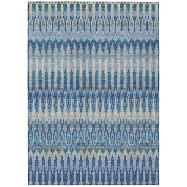 HomeRoots 9' Durable Denim Blue and Sky Blue Southwestern Area Rug for Indoor and Outdoor Living Spaces 9' X 12' 589780