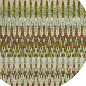 Homeroots 3' Beige Taupe And Gold Southwestern Indoor Outdoor Area Rug - Durable, Washable, Stylish Decor 8' Round Polyester 589784