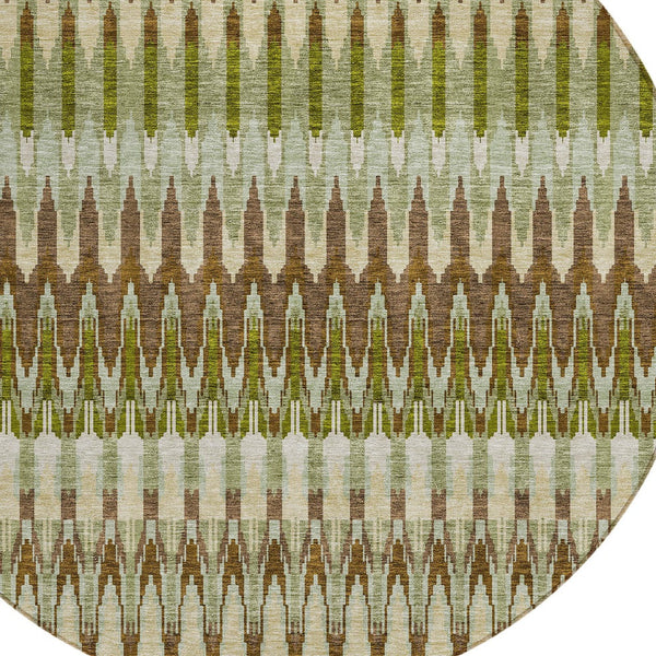 Homeroots 3' Beige Taupe And Gold Southwestern Indoor Outdoor Area Rug - Durable, Washable, Stylish Decor 8' Round Polyester 589784