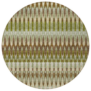 Homeroots 3' Beige Taupe And Gold Southwestern Indoor Outdoor Area Rug - Durable, Washable, Stylish Decor 8' Round Polyester 589784