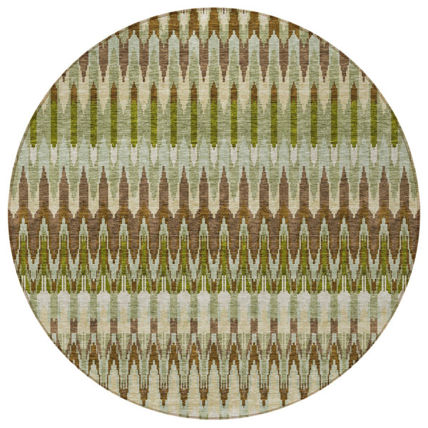 Homeroots 3' Beige Taupe And Gold Southwestern Indoor Outdoor Area Rug - Durable, Washable, Stylish Decor 8' Round Polyester 589784