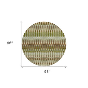 Homeroots 3' Beige Taupe And Gold Southwestern Indoor Outdoor Area Rug - Durable, Washable, Stylish Decor 8' Round Polyester 589784