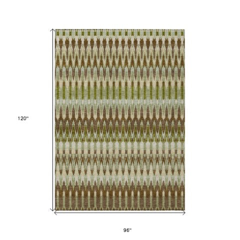 Homeroots 3' Beige Taupe And Gold Southwestern Indoor Outdoor Area Rug - Durable, Washable, Stylish Decor 8' X 10' Polyester 589785