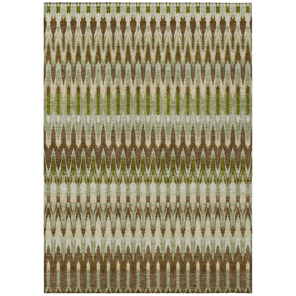 HomeRoots 9' Artichoke Green and Brown Southwestern Area Rug - Durable, Washable, Perfect for Indoor or Outdoor Use 9' X 12' 589786