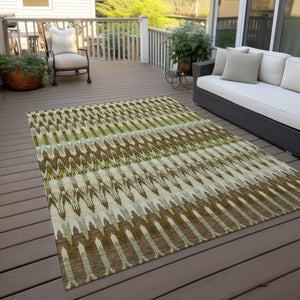 Homeroots 3' Beige Taupe And Gold Southwestern Indoor Outdoor Area Rug - Durable, Washable, Stylish Decor 10' X 14' Polyester 589787