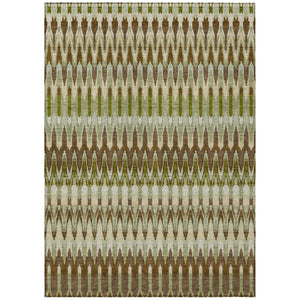 HomeRoots 5' Artichoke Green & Brown Southwestern Area Rug - Durable, Washable, Indoor/Outdoor Style Solution 10' X 14' 589787
