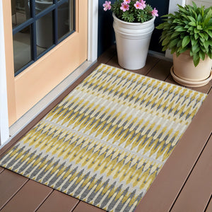 Homeroots 3' Beige Taupe And Gold Southwestern Indoor Outdoor Area Rug - Durable, Washable, Stylish Decor 3' X 5' Polyester 589788