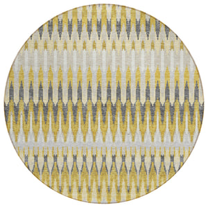 Homeroots 3' Beige Taupe And Gold Southwestern Indoor Outdoor Area Rug - Durable, Washable, Stylish Decor 8' Round Polyester 589790