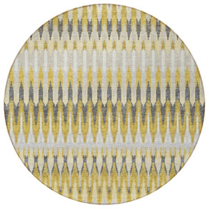 Homeroots 3' Beige Taupe And Gold Southwestern Indoor Outdoor Area Rug - Durable, Washable, Stylish Decor 8' Round Polyester 589790