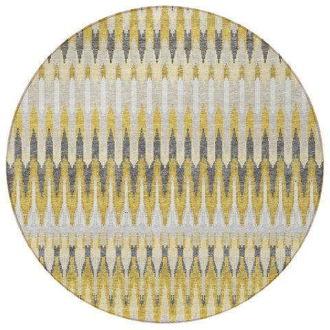 Homeroots 3' Beige Taupe And Gold Southwestern Indoor Outdoor Area Rug - Durable, Washable, Stylish Decor 8' Round Polyester 589790