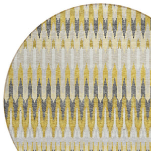 Homeroots 3' Beige Taupe And Gold Southwestern Indoor Outdoor Area Rug - Durable, Washable, Stylish Decor 8' Round Polyester 589790