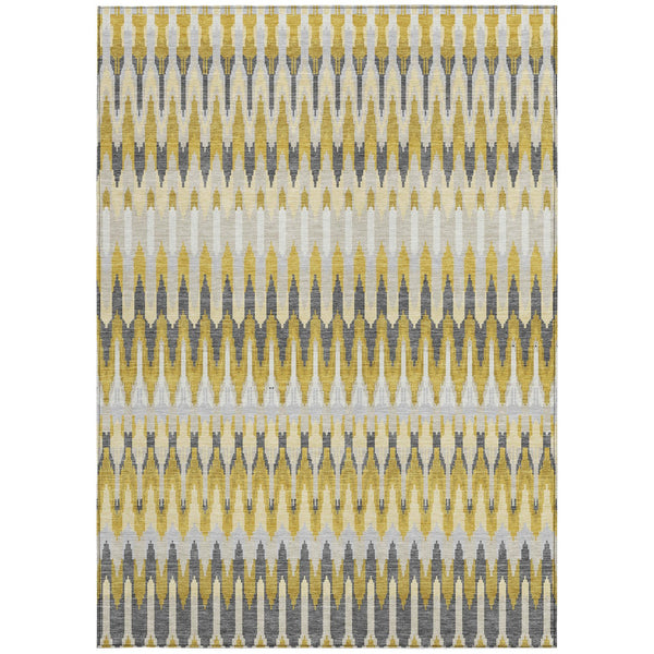 Homeroots 3' Beige Taupe And Gold Southwestern Indoor Outdoor Area Rug - Durable, Washable, Stylish Decor 8' X 10' Polyester 589791