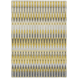 Homeroots 3' Beige Taupe And Gold Southwestern Indoor Outdoor Area Rug - Durable, Washable, Stylish Decor 8' X 10' Polyester 589791