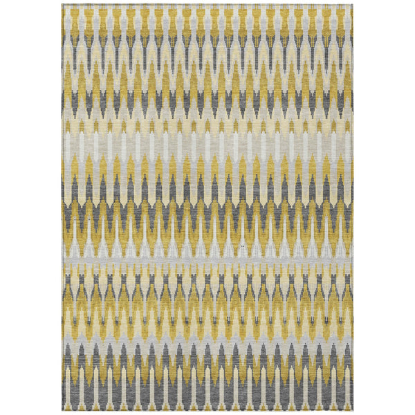 Homeroots 3' Beige Taupe And Gold Southwestern Indoor Outdoor Area Rug - Durable, Washable, Stylish Decor 8' X 10' Polyester 589791