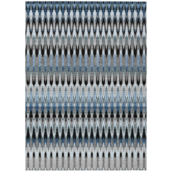 HomeRoots 5' Gray Charcoal and Silver Southwestern Area Rug – Durable, Washable Design for Indoor & Outdoor Use 8' X 10' 589797