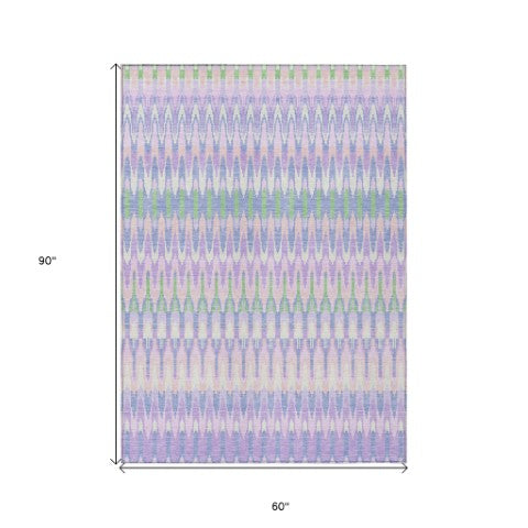 Homeroots 3' Beige Taupe And Gold Southwestern Indoor Outdoor Area Rug - Durable, Washable, Stylish Decor 5' X 8' Polyester 589801