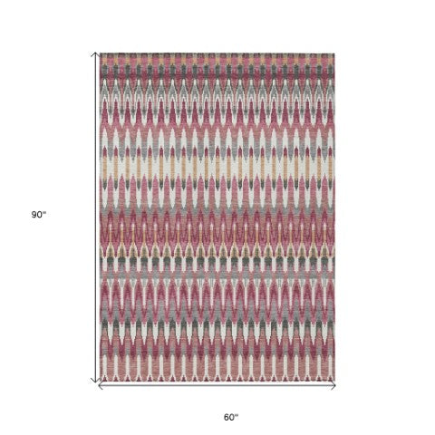 Homeroots 3' Beige Taupe And Gold Southwestern Indoor Outdoor Area Rug - Durable, Washable, Stylish Decor 5' X 8' Polyester 589807