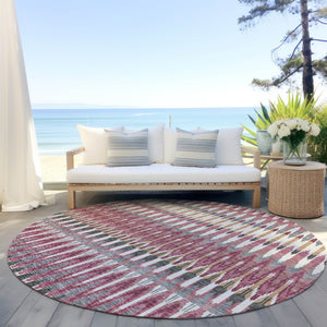 Homeroots 3' Beige Taupe And Gold Southwestern Indoor Outdoor Area Rug - Durable, Washable, Stylish Decor 8' Round Polyester 589808