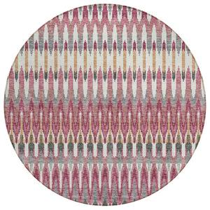 HomeRoots 5' Southwestern Washable Area Rug in Mauve, Merlot & Ivory - Durable Style for Indoor & Outdoor Use 8' Round 589808
