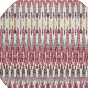 Homeroots 3' Beige Taupe And Gold Southwestern Indoor Outdoor Area Rug - Durable, Washable, Stylish Decor 8' Round Polyester 589808