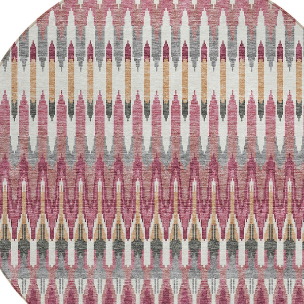 Homeroots 3' Beige Taupe And Gold Southwestern Indoor Outdoor Area Rug - Durable, Washable, Stylish Decor 8' Round Polyester 589808