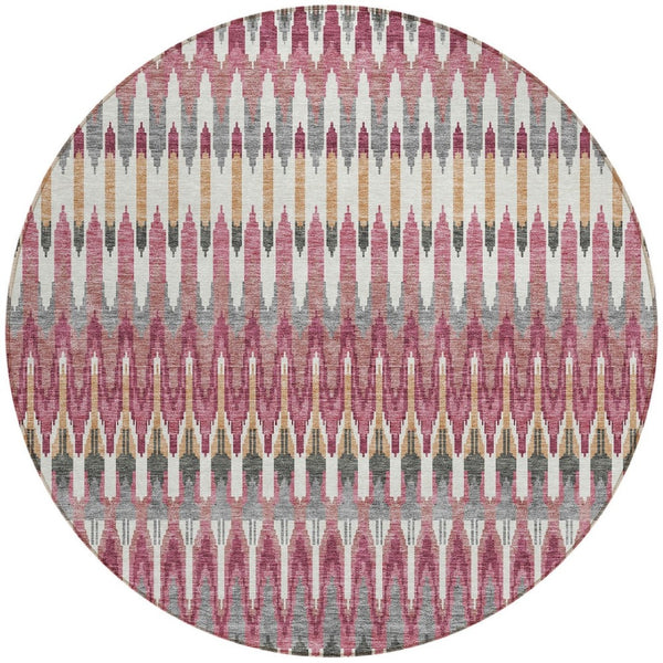 Homeroots 3' Beige Taupe And Gold Southwestern Indoor Outdoor Area Rug - Durable, Washable, Stylish Decor 8' Round Polyester 589808