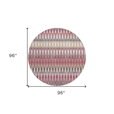 Homeroots 3' Beige Taupe And Gold Southwestern Indoor Outdoor Area Rug - Durable, Washable, Stylish Decor 8' Round Polyester 589808