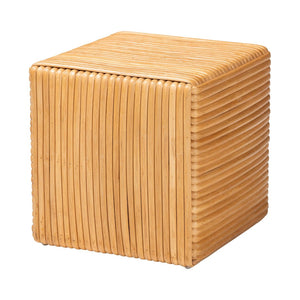 English Elm Bohemian Woven Rattan Round Footstool with Cushion for Living Room Boho Decor B2750P467632