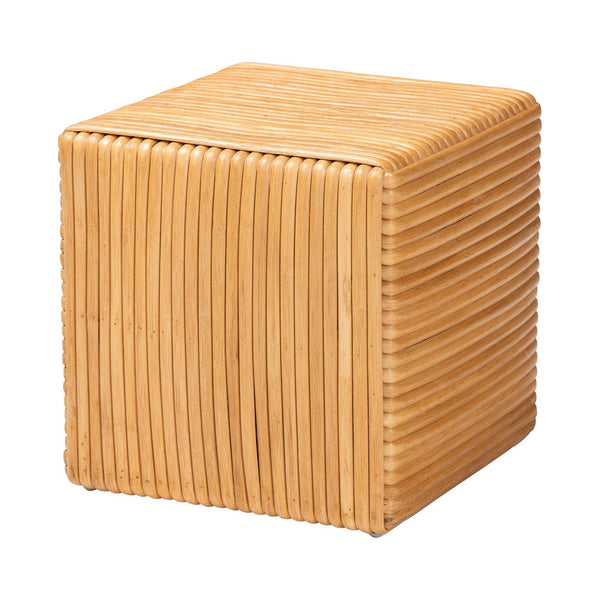 English Elm Bohemian Woven Rattan Round Footstool with Cushion for Living Room Boho Decor B2750P467632
