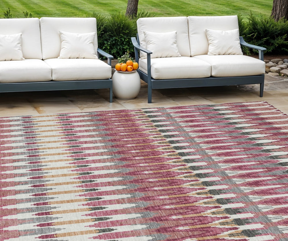 HomeRoots 9' Stylish Southwestern Washable Area Rug in Mauve, Merlot & Ivory - Perfect for Indoor & Outdoor Decor 9' X 12' 589810