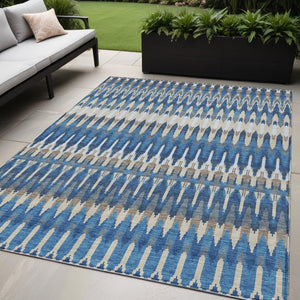 Homeroots 3' Beige Taupe And Gold Southwestern Indoor Outdoor Area Rug - Durable, Washable, Stylish Decor 5' X 8' Polyester 589813