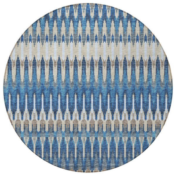 Homeroots 3' Beige Taupe And Gold Southwestern Indoor Outdoor Area Rug - Durable, Washable, Stylish Decor 8' Round Polyester 589814