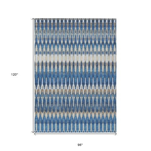 Homeroots 3' Beige Taupe And Gold Southwestern Indoor Outdoor Area Rug - Durable, Washable, Stylish Decor 8' X 10' Polyester 589815