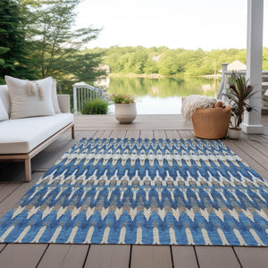 Homeroots 3' Beige Taupe And Gold Southwestern Indoor Outdoor Area Rug - Durable, Washable, Stylish Decor 8' X 10' Polyester 589815