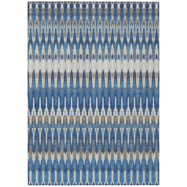 HomeRoots 9' Durable Southwestern Indoor Outdoor Area Rug in Navy Blue, Denim Blue & Ivory for All Spaces 9' X 12' 589816