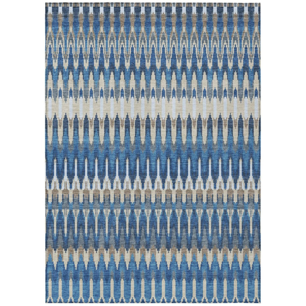 HomeRoots 5' Durable Navy Blue Denim Southwestern Area Rug - Washable, Versatile for Indoor & Outdoor Spaces 10' X 14' 589817