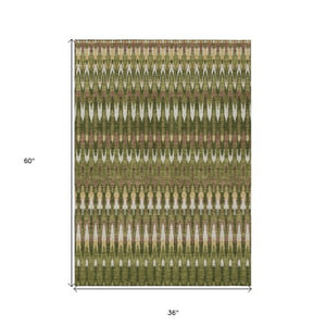Homeroots 3' Beige Taupe And Gold Southwestern Indoor Outdoor Area Rug - Durable, Washable, Stylish Decor 3' X 5' Polyester 589818