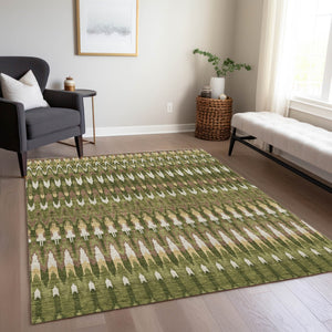 Homeroots 3' Beige Taupe And Gold Southwestern Indoor Outdoor Area Rug - Durable, Washable, Stylish Decor 3' X 5' Polyester 589818