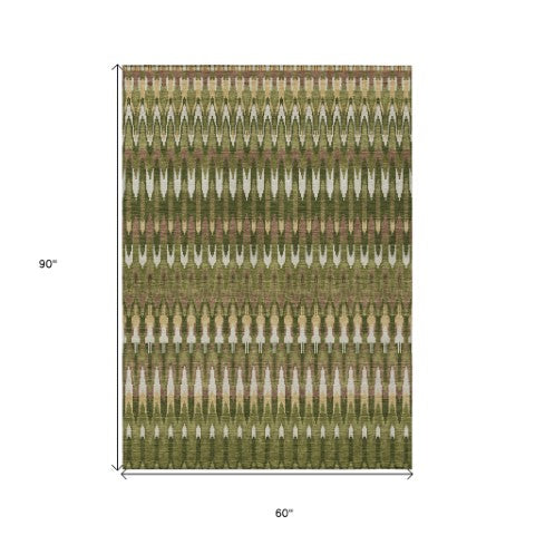 Homeroots 3' Beige Taupe And Gold Southwestern Indoor Outdoor Area Rug - Durable, Washable, Stylish Decor 5' X 8' Polyester 589819